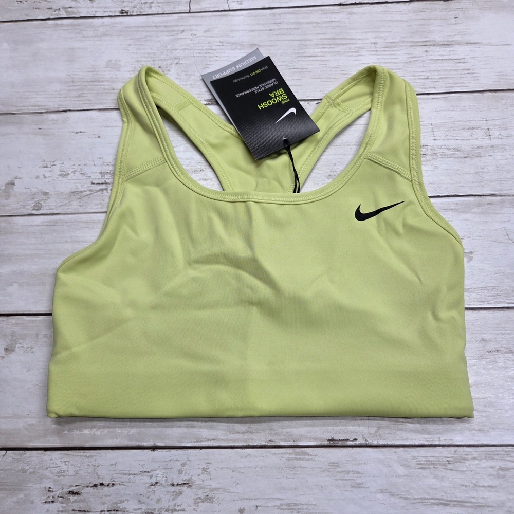 Nike Swoosh Medium Support Sports Bra BV3630-367 Womens XS Lime Green Racerback